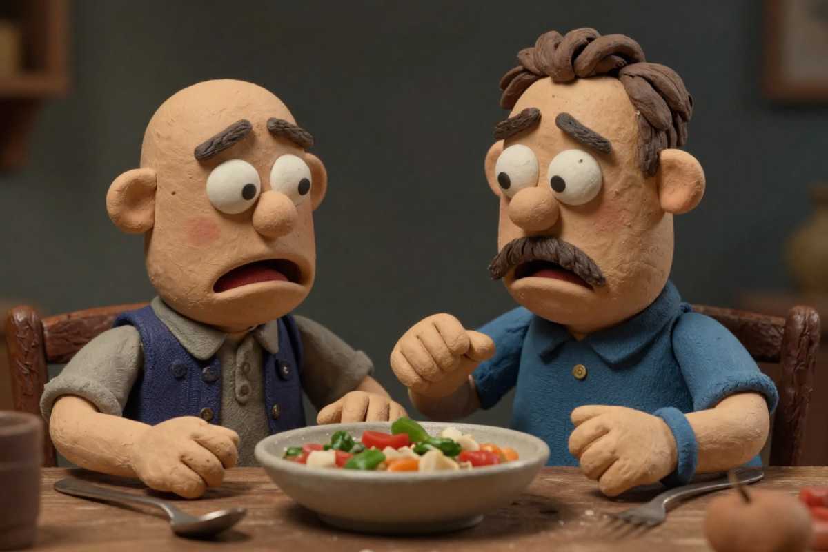 pupazzi davanti a del minestrone